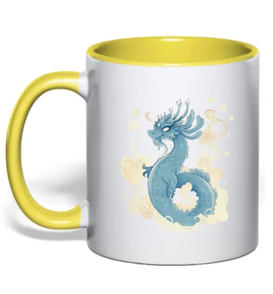 Чашка с цветной ручкой Air dragon Лимонный фото