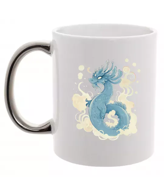 Чашка с цветной ручкой Air dragon Серебро фото
