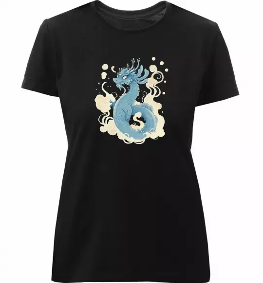 Женская премиум футболка Air dragon Черный фото