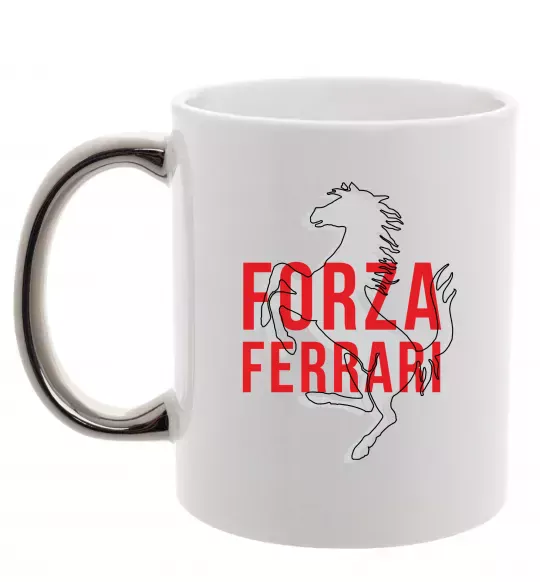 Чашка с цветной ручкой Forza ferrari Серебро фото