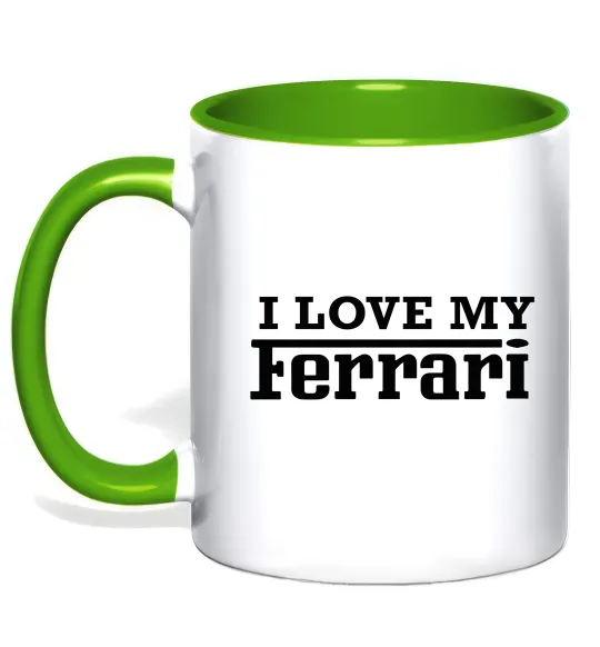 Чашка з кольоровою ручкою I love my ferrari Лаймовий фото