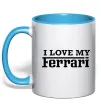 Чашка с цветной ручкой I love my ferrari Голубой фото