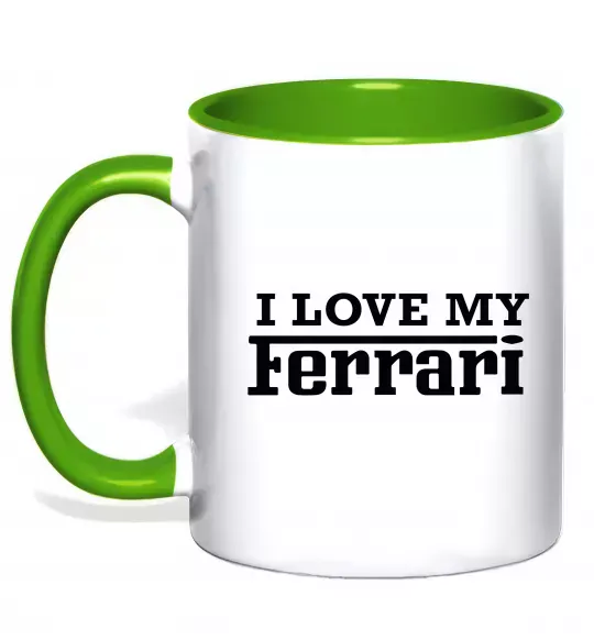 Чашка с цветной ручкой I love my ferrari Зеленый фото