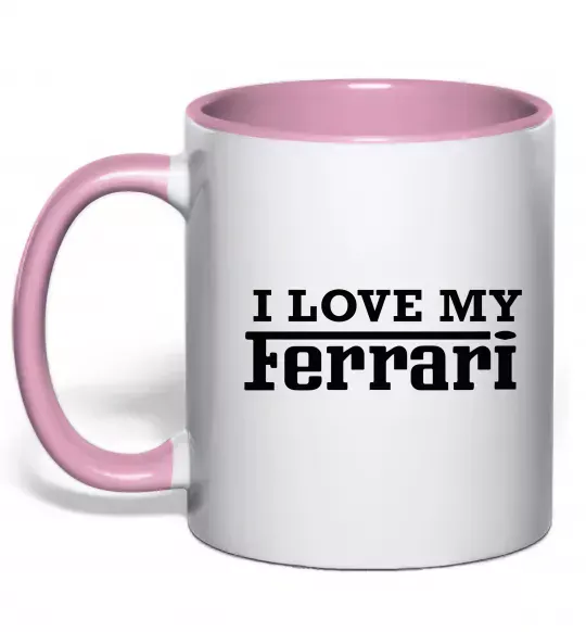 Чашка с цветной ручкой I love my ferrari Нежно розовый фото