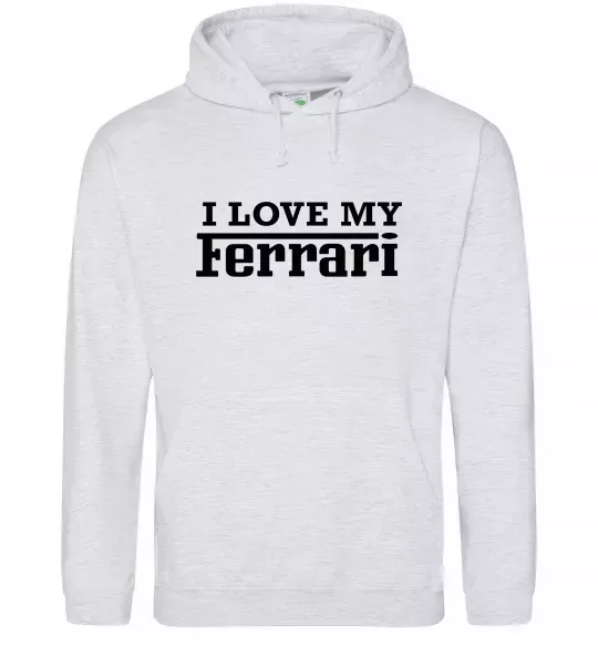 Женская толстовка (худи) I love my ferrari Серый меланж фото