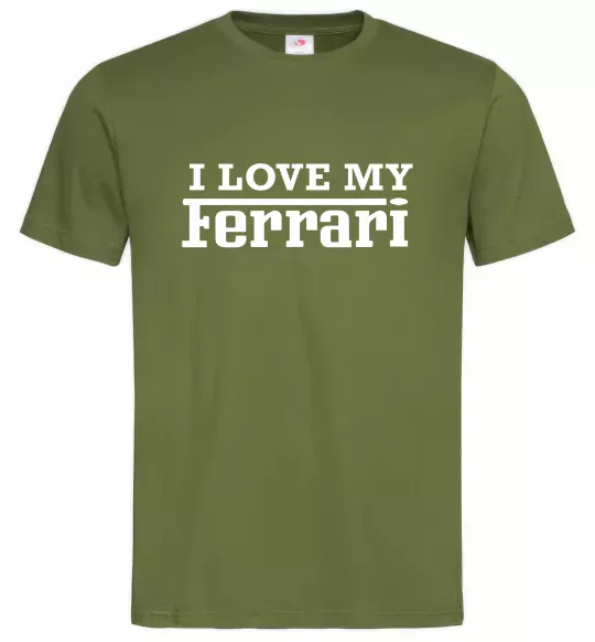 Мужская футболка I love my ferrari Оливковый фото