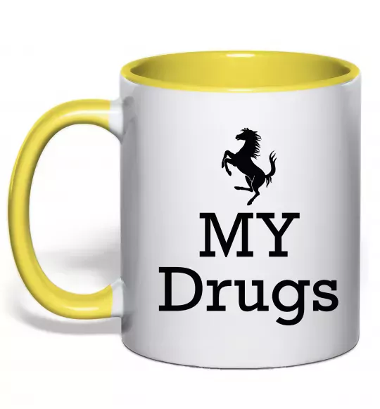 Чашка с цветной ручкой Ferrari my drugs Солнечно желтый фото