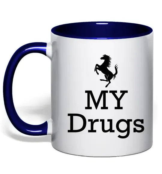 Чашка с цветной ручкой Ferrari my drugs Глубокий темно-синий фото