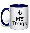 Чашка с цветной ручкой Ferrari my drugs Глубокий темно-синий фото