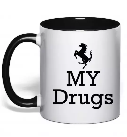 Чашка с цветной ручкой Ferrari my drugs Черный фото