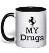 Чашка с цветной ручкой Ferrari my drugs Черный фото