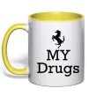 Чашка с цветной ручкой Ferrari my drugs Лимонный фото