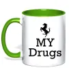 Чашка с цветной ручкой Ferrari my drugs Зеленый фото