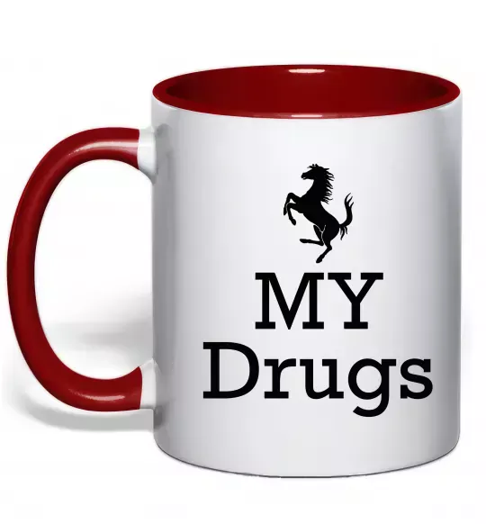 Чашка с цветной ручкой Ferrari my drugs Красный фото