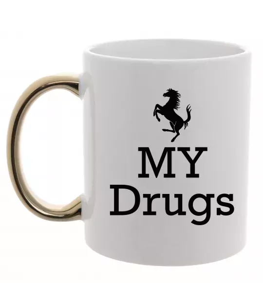 Чашка с цветной ручкой Ferrari my drugs Золото фото