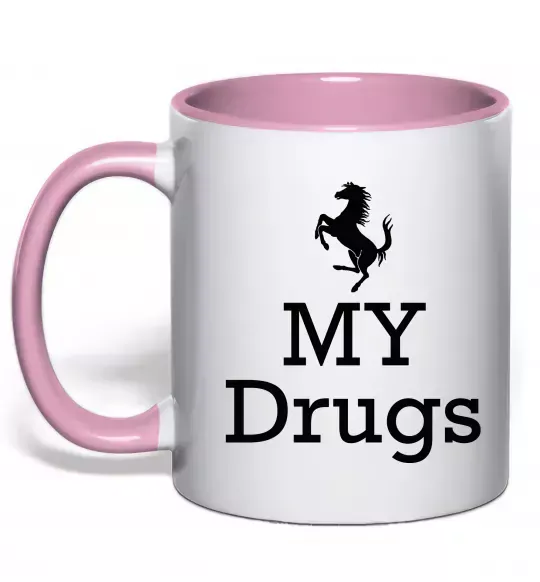 Чашка с цветной ручкой Ferrari my drugs Нежно розовый фото