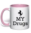Чашка с цветной ручкой Ferrari my drugs Нежно розовый фото