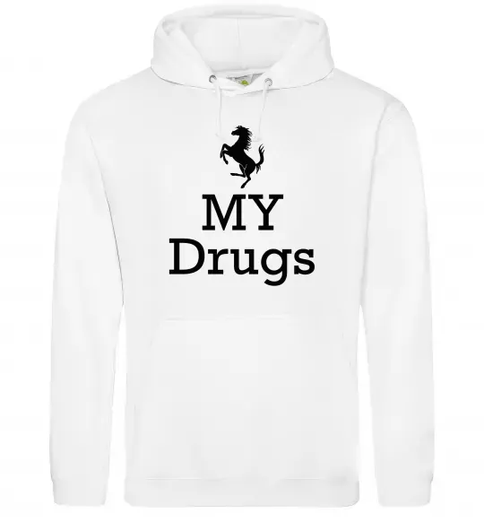 Мужская толстовка (худи) Ferrari my drugs Белый фото