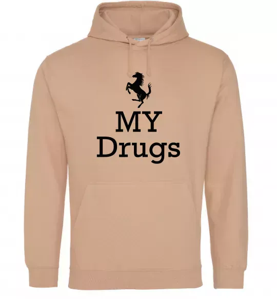 Мужская толстовка (худи) Ferrari my drugs Песочный фото