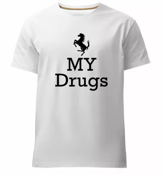 Чоловіча преміум футболка Ferrari my drugs Білий фото
