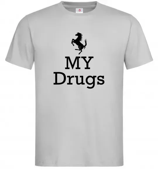 Мужская футболка Ferrari my drugs Серый фото