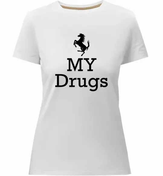 Женская премиум футболка Ferrari my drugs Белый фото