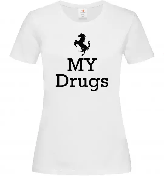 Жіноча футболка Ferrari my drugs Білий фото