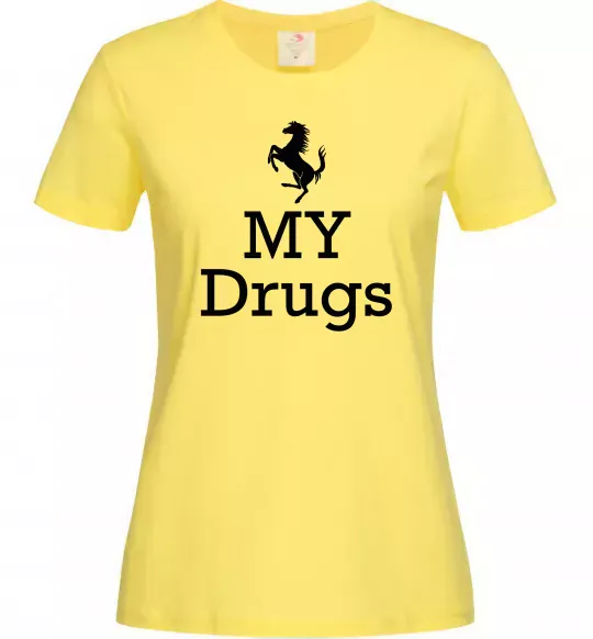 Жіноча футболка Ferrari my drugs Лимонний фото