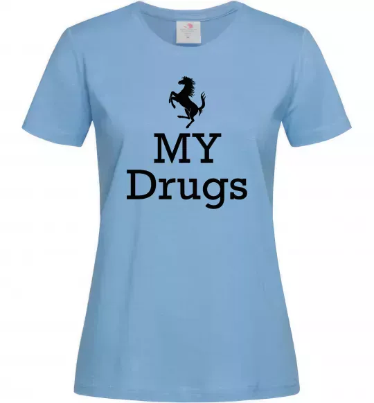 Жіноча футболка Ferrari my drugs Блакитний фото