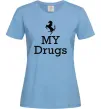 Жіноча футболка Ferrari my drugs Блакитний фото