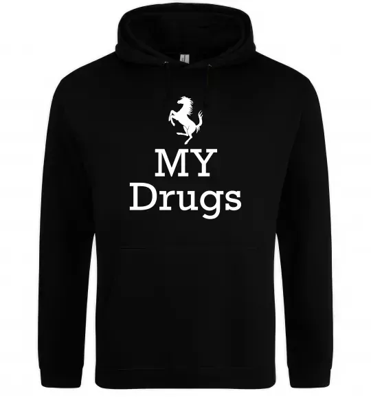 Мужская толстовка (худи) Ferrari my drugs Черный фото