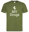 Мужская футболка Ferrari my drugs Оливковый фото