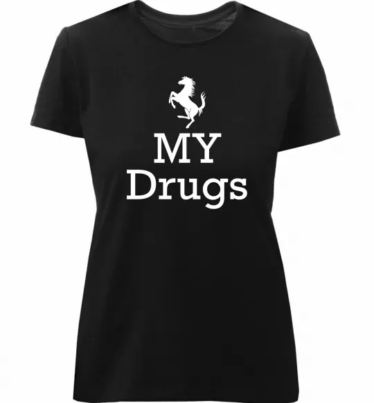 Женская премиум футболка Ferrari my drugs Черный фото