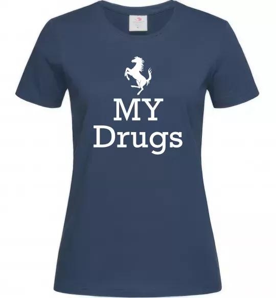 Жіноча футболка Ferrari my drugs Темно-синій фото