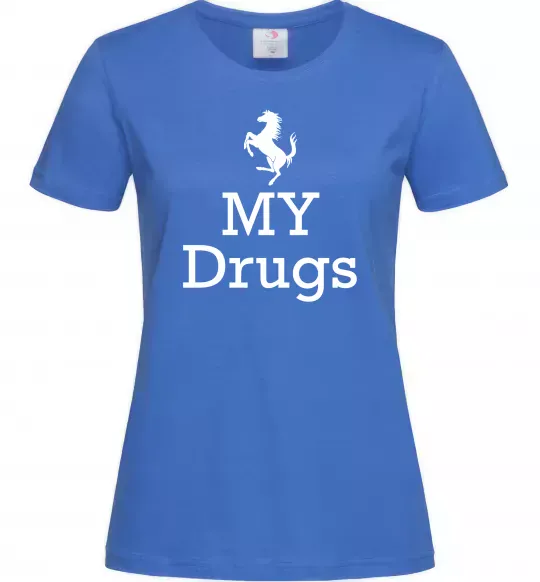 Жіноча футболка Ferrari my drugs Яскраво-синій фото