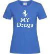 Жіноча футболка Ferrari my drugs Яскраво-синій фото