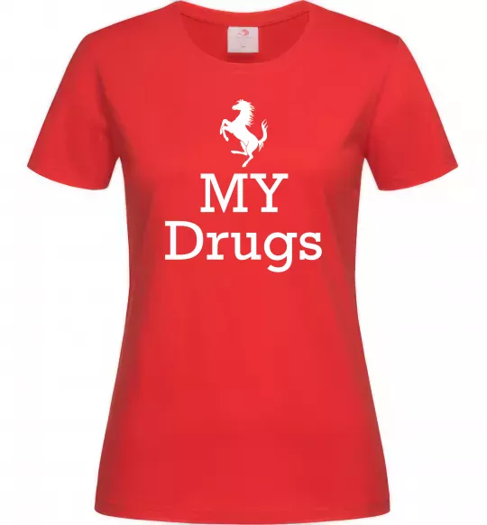 Жіноча футболка Ferrari my drugs Червоний фото