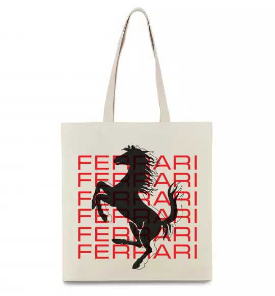 Эко-сумка Ferrari logo і написи Бежевый фото