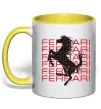 Чашка с цветной ручкой Ferrari logo і написи Солнечно желтый фото