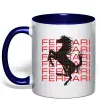 Чашка с цветной ручкой Ferrari logo і написи Глубокий темно-синий фото
