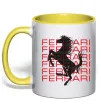 Чашка с цветной ручкой Ferrari logo і написи Лимонный фото