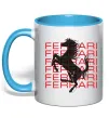 Чашка с цветной ручкой Ferrari logo і написи Голубой фото