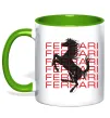 Чашка с цветной ручкой Ferrari logo і написи Зеленый фото