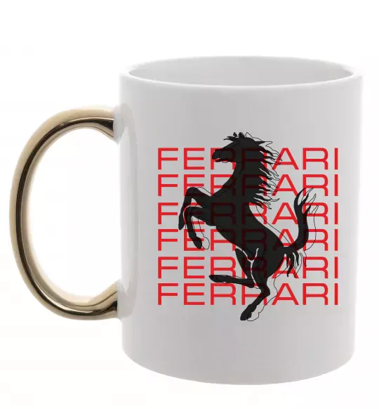 Чашка с цветной ручкой Ferrari logo і написи Золото фото