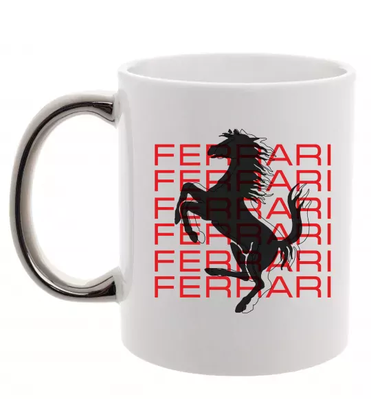 Чашка с цветной ручкой Ferrari logo і написи Серебро фото
