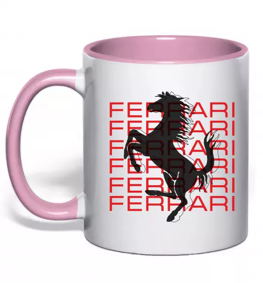 Чашка с цветной ручкой Ferrari logo і написи Нежно розовый фото
