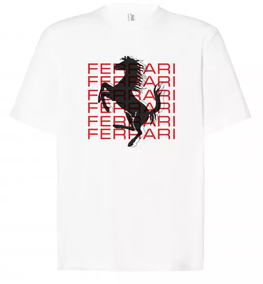 Футболка Оверсайз Ferrari logo і написи Белый фото