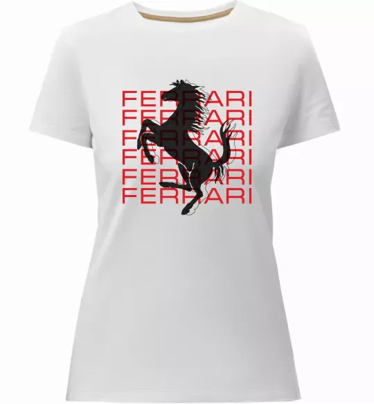 Женская премиум футболка Ferrari logo і написи Белый фото