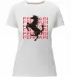 Женская премиум футболка Ferrari logo і написи Белый фото