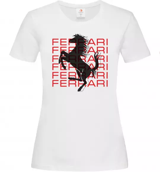 Жіноча футболка Ferrari logo і написи Білий фото